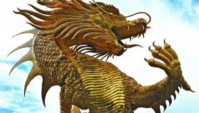 Golden Dragon Statue at the Temple in Thailand